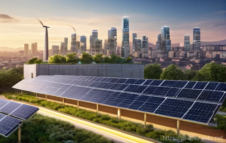 에너지기술 경력개발 로드맵 - **Prompt 1: "The Dawn of Sustainable Energy"**
A vibrant, futuristic cityscape at dawn, bathed i...