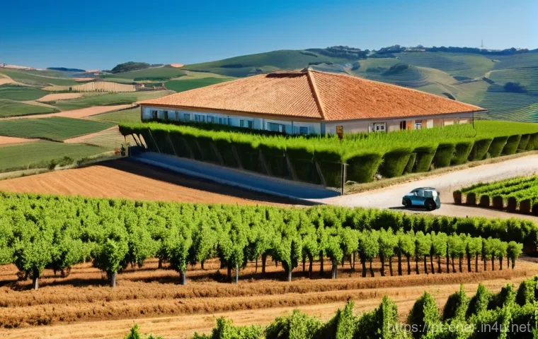 에너지기술자 창업 아이디어 - **Prompt:** A vibrant, sunny scene on a traditional Portuguese farm in the Alentejo region. Several ...