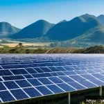 Home 18 에너지기술 실습 시 알아둘 점 - A vibrant solar energy farm in a sunny Brazilian landscape, featuring rows of modern solar panels gl...